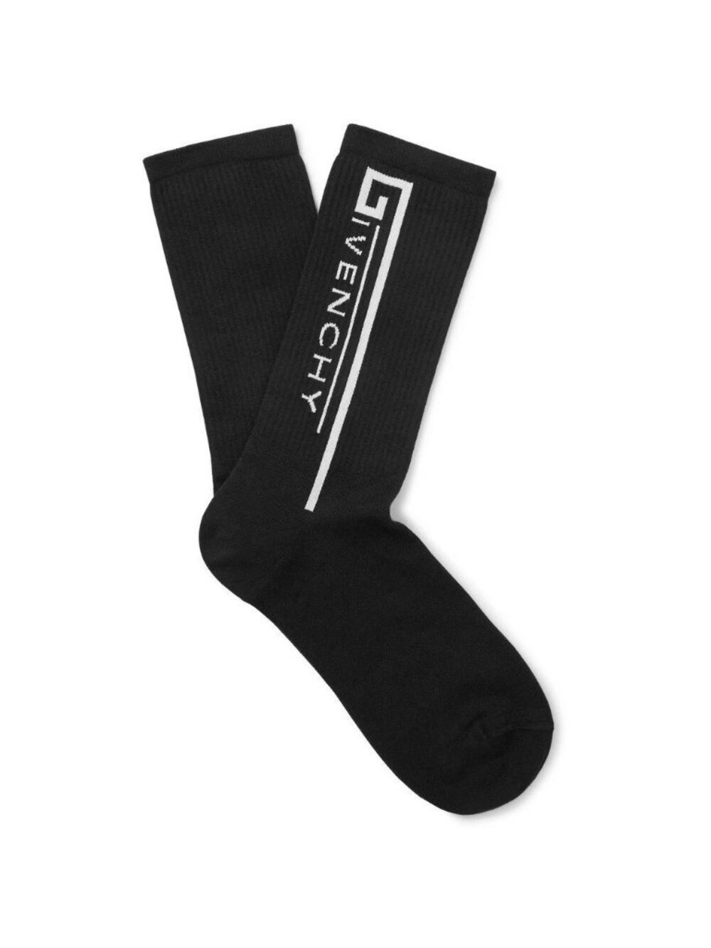 Givenchy Paris Intarsia Logo Stretch Black White Crew Socks Men EU Size 39-42